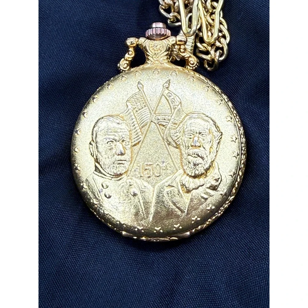 Vintage American Civil War Sesquicentennial Pocket Watch 150th Case Flag Gift